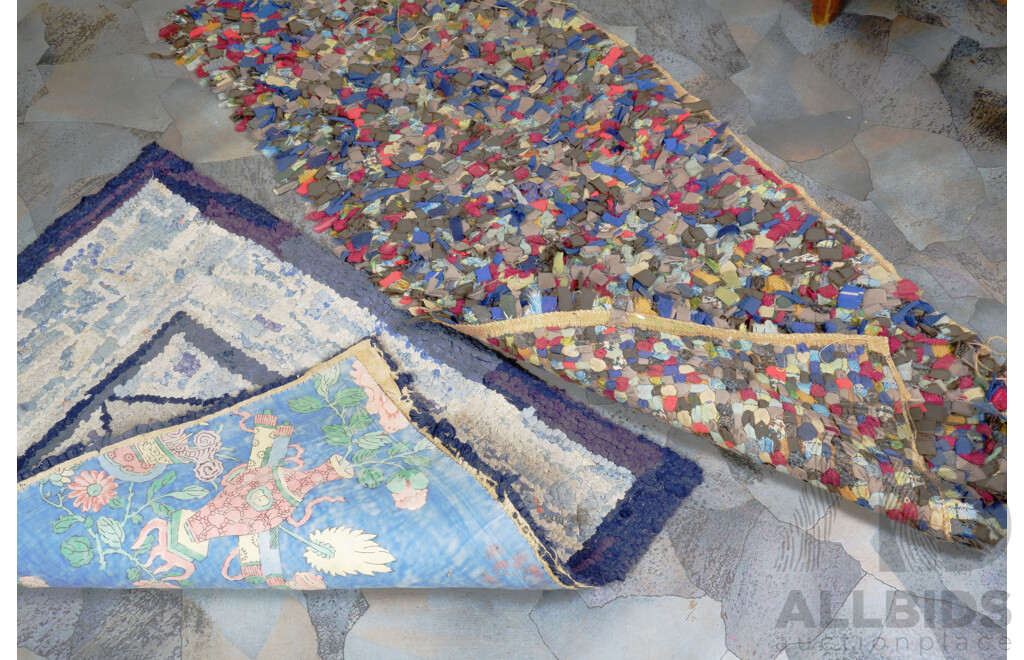 Two Antique English Rag Rugs, Ex Peppergreen Antiques 