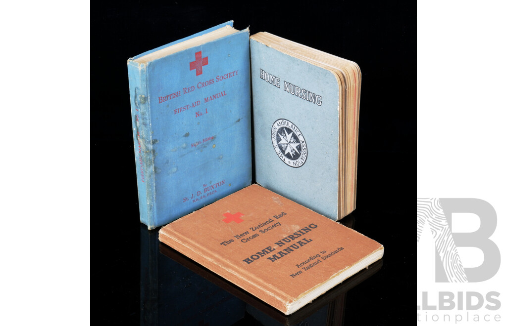 Three Manuals on First Aid & Home Nursing incl. Red Cross & St. John's Ambulance (3)