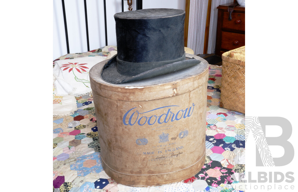 Antique Henry Heath Top Hat with Woodrow Box