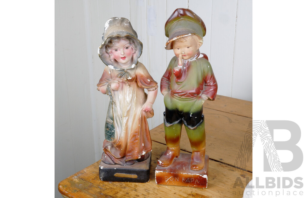 Pair of Vintage Painted Composite Figures of Children
