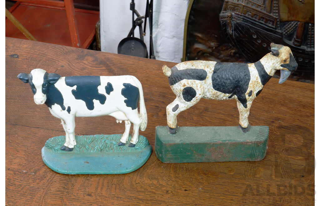 Two Vintage Painted Cast Metal Animals
