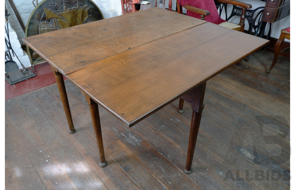 Antique Georgian Oak Single Drop Side Table, Late 18th-19th Century