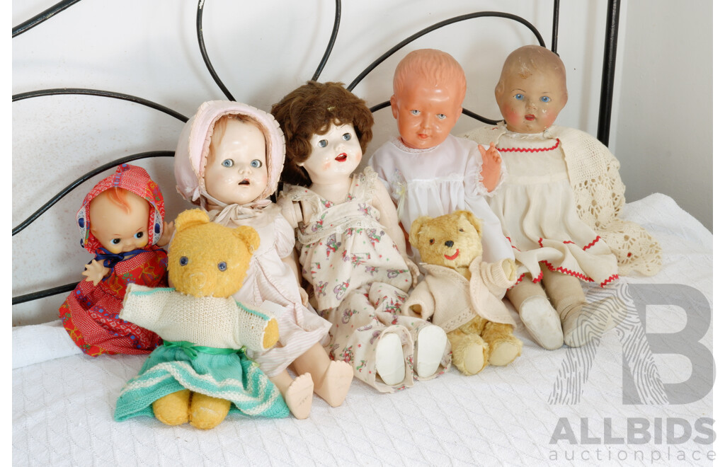 Two 1950s Pedigree Dolls, 1930s Doll, Kewpie Doll, and More