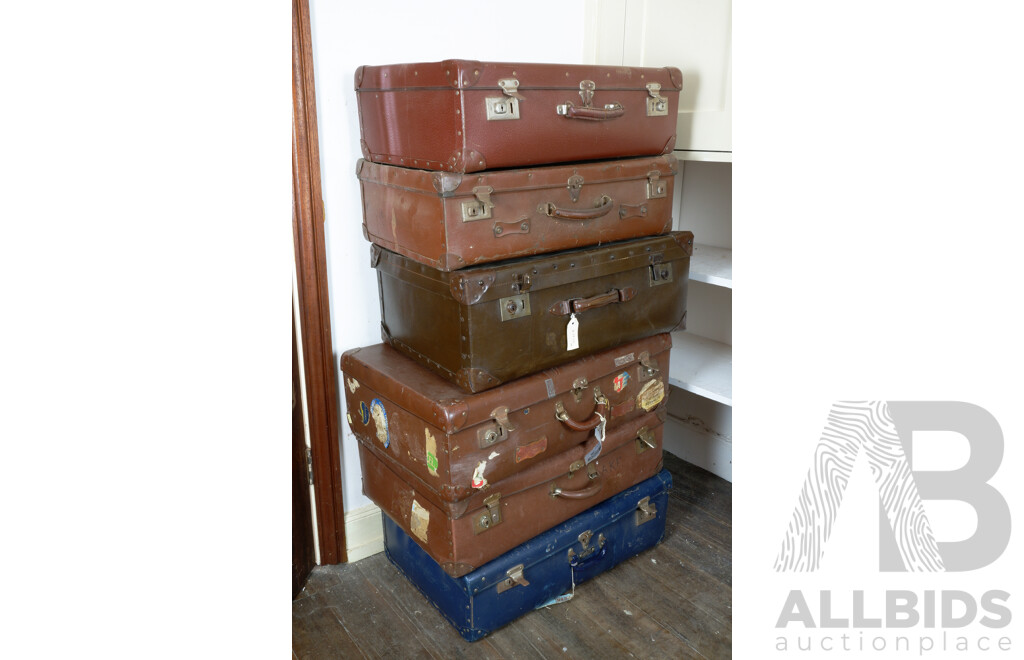 Collection of Six Vintage Suitcases