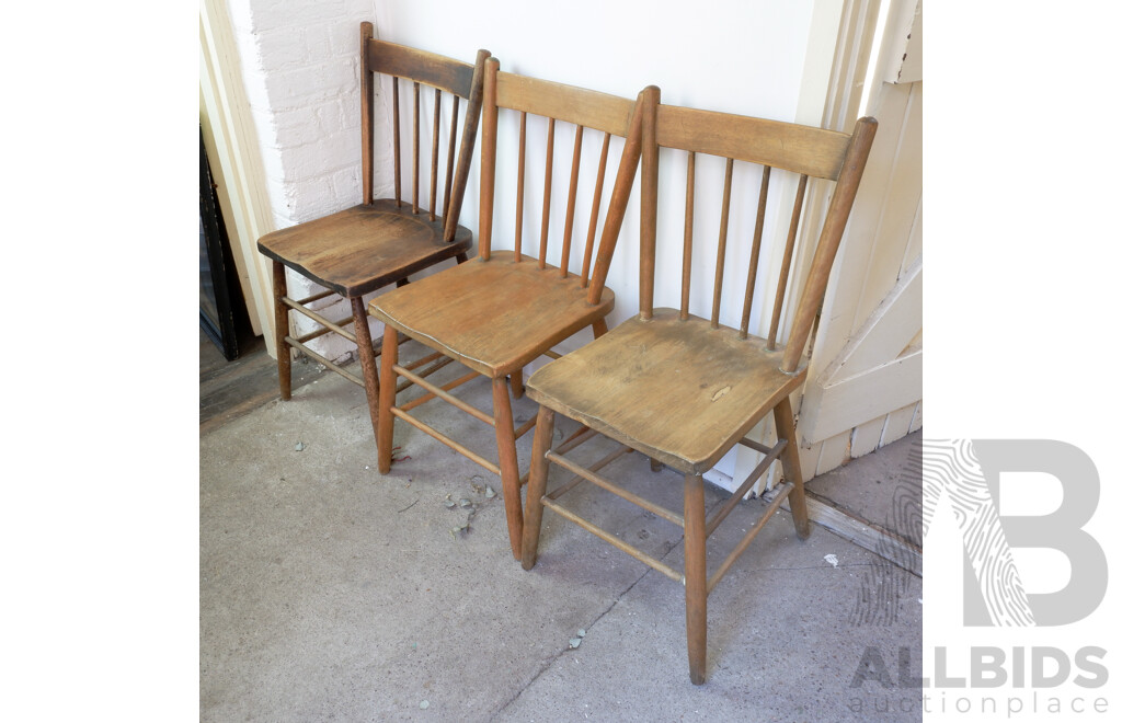 Three Antique Early English Cottage Chairs