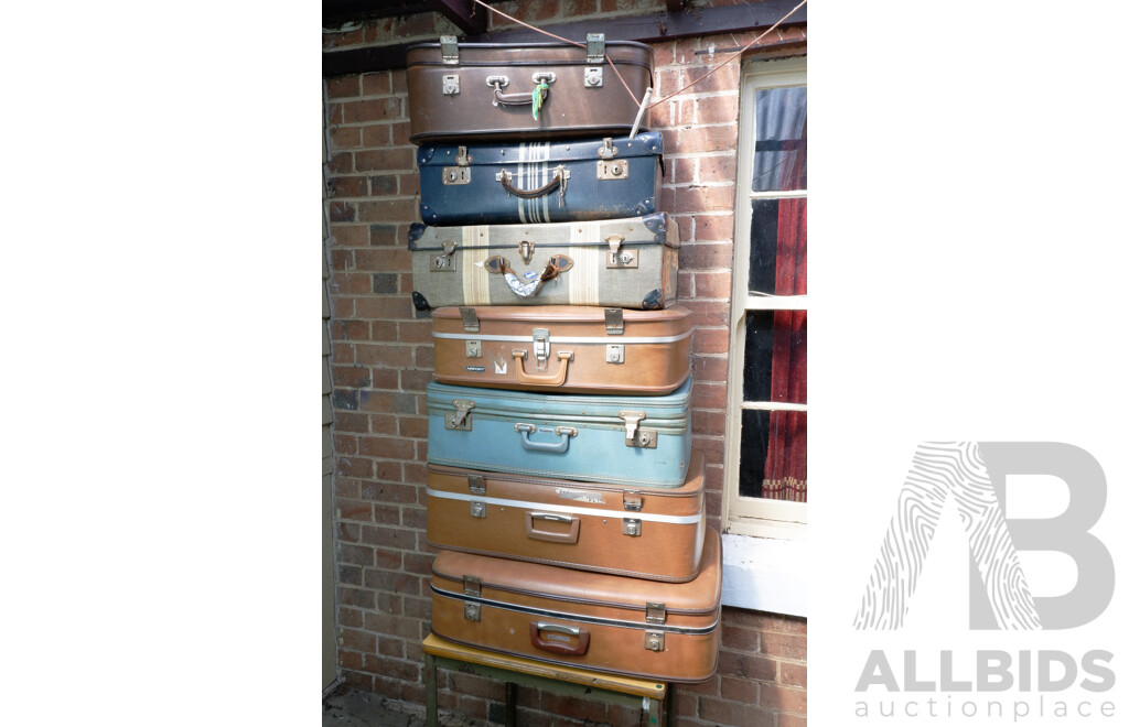 Seven Vintage Suitcases, Including Fordite, Airport and More