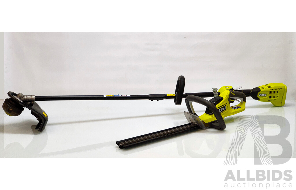 RYOBI Lot of Cordless Tools ONE+ HEDGE Trimmer and One+ Brushless Line Trimmer (Skins Only)