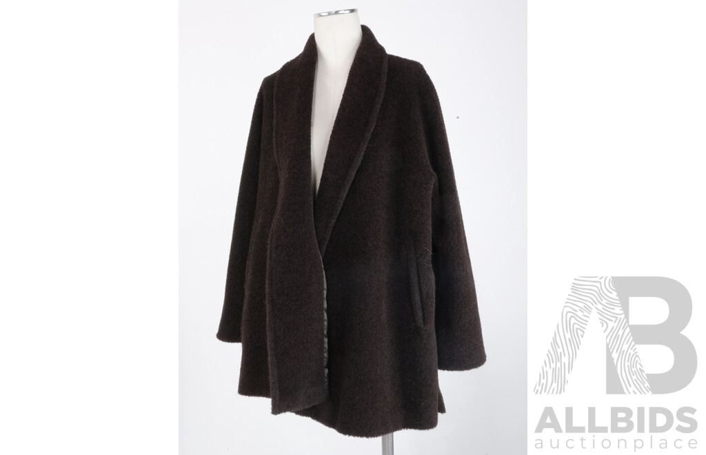 A Max Mara Alpaca and Virgin Wool Coat in Dark Brown