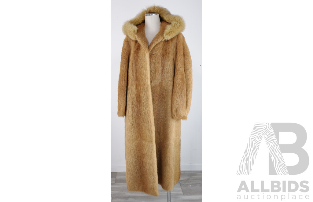 A Vintage Fox Fur Coat with Hood