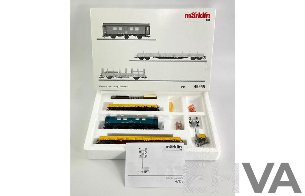 Marklin HO Scale German Crane Crew and Car Set 49955