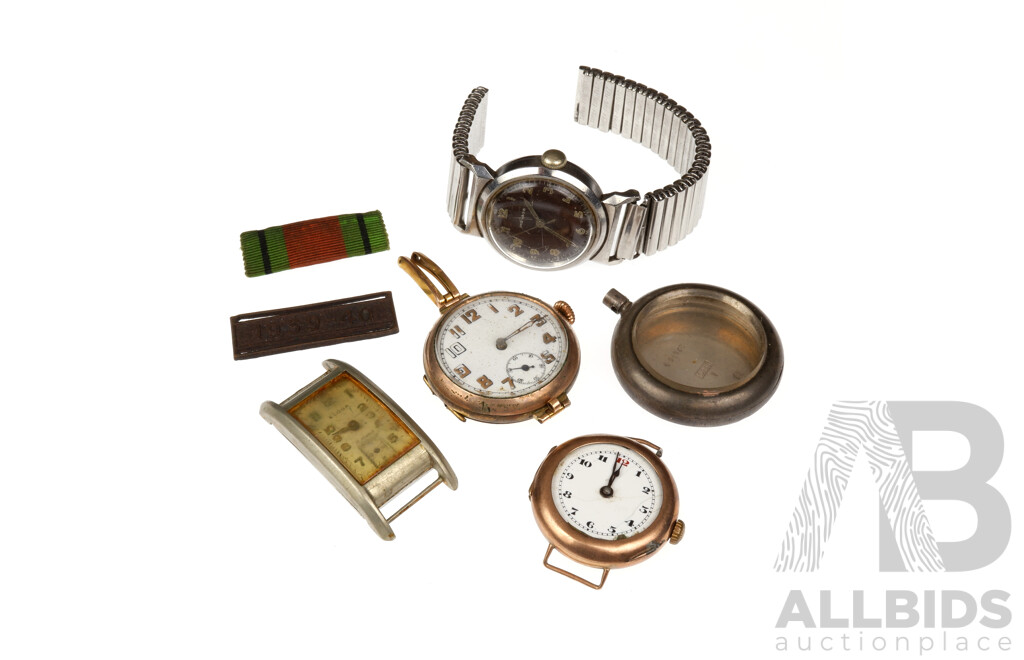 Collection of Antique and Vintage Watches, Including .935 Silver Case and Gold Plated Examples