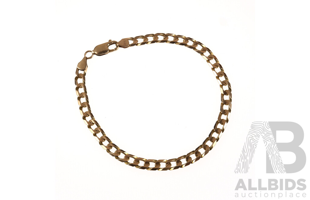 Italian 9ct Yellow Gold Filed Curb link Braclet, 8g