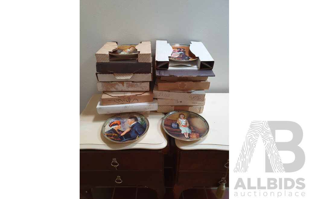 Large Collection of Vintage Collector Plates (15), Mostly Knowles Norman Rockwell Plates