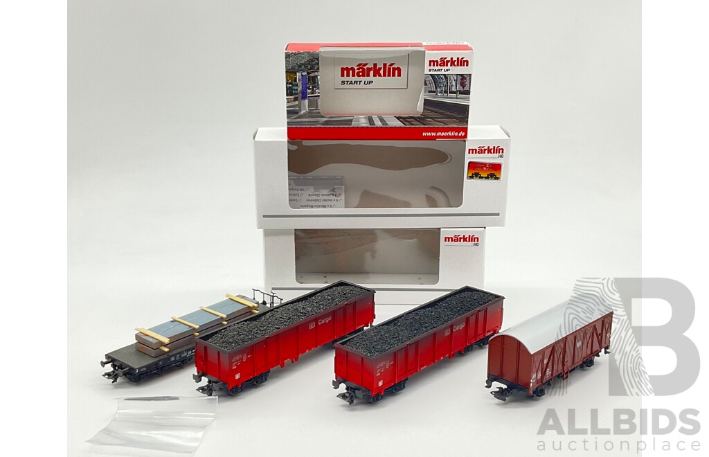 Marklin HO Scale German DB Coal Wagons and Freight Cars (4)