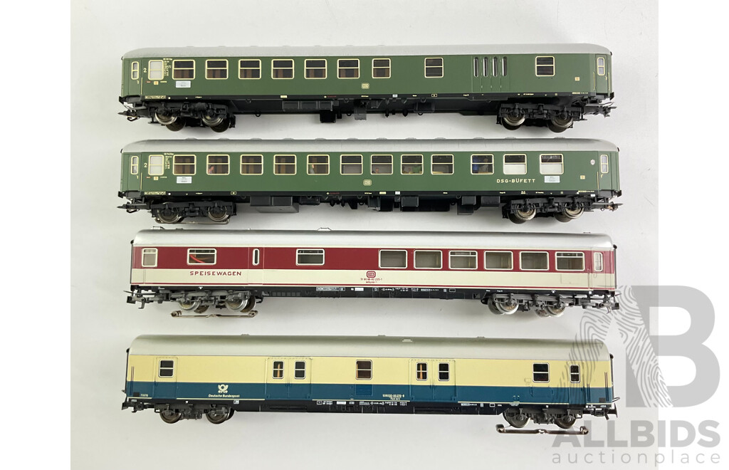 Collection of Four HO Scale German Passenger Cars Including Marklin