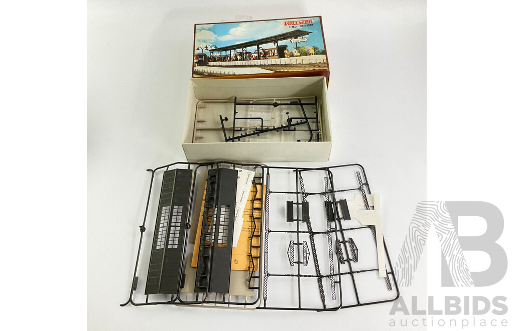 Vollmer HO Scale Building Boxes with Some Parts and Decals Including Hotel and Baden-Baden Station and More