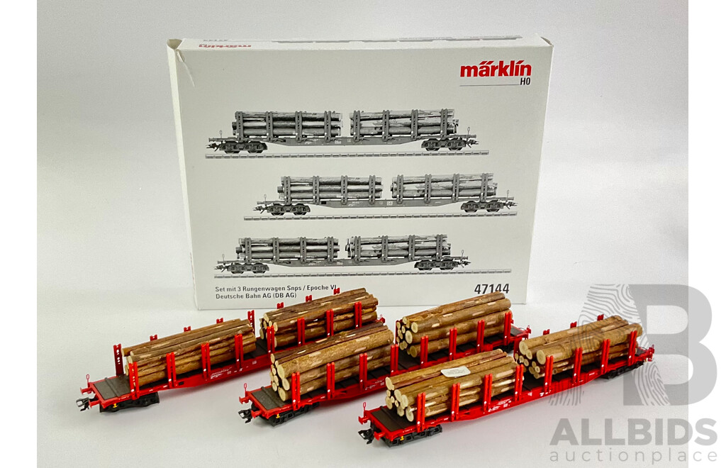 Marklin HO Scale German Log Wagon Set 47144