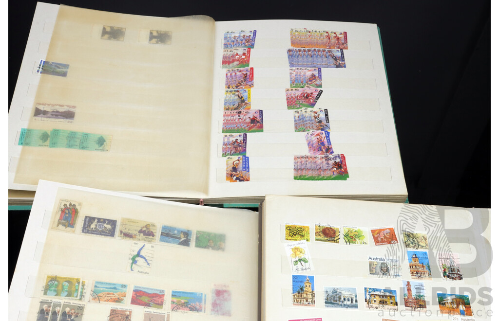 Collection of Three Australian Cancelled Stamp Albums, Examples From 1979 -1988 Some Pre-Decimal and More