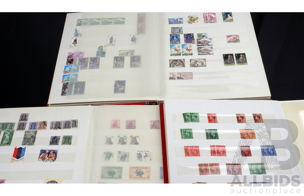 Collection of Three Cancelled Stamp Albums From Europe and Middle East Including Turkey, Iraq, France, Luxemberg and More
