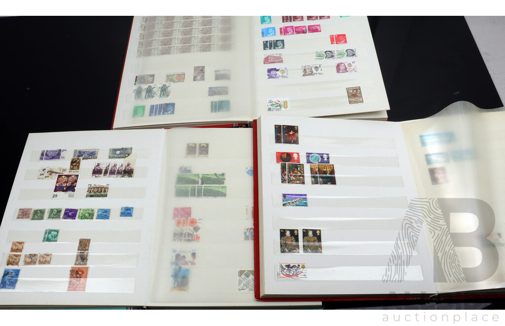 Collection of Three Cancelled Stamp Albums From Europe and Middle East Including Turkey, Iraq, France, Luxemberg and More