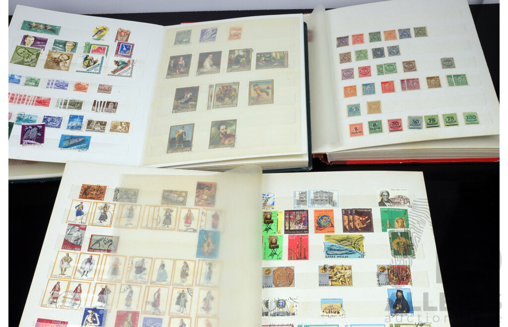 Collection of Three Vintage Cancelled Stamp Albums From Europe Including East and West Germany, USSR, Poland, Romania and More