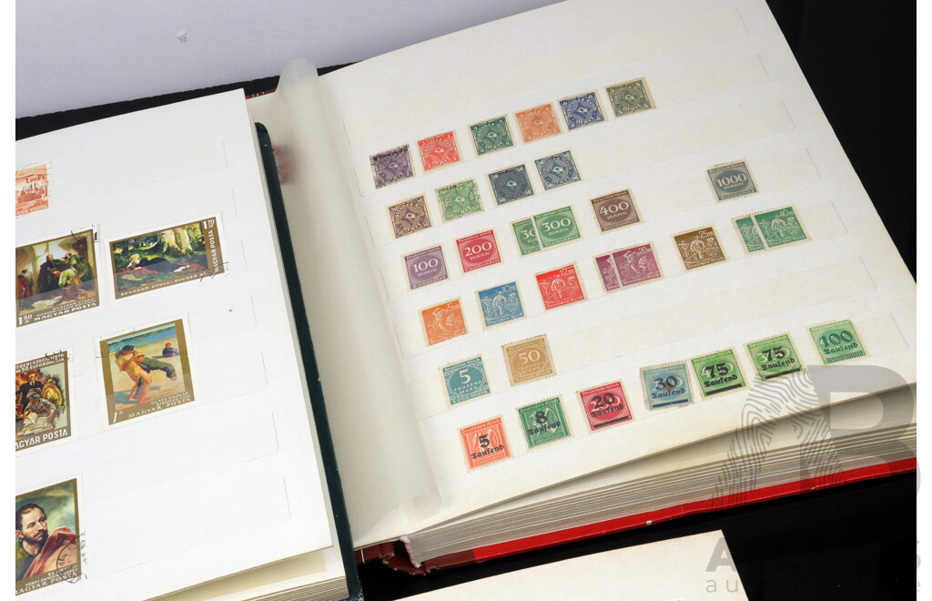 Collection of Three Vintage Cancelled Stamp Albums From Europe Including East and West Germany, USSR, Poland, Romania and More