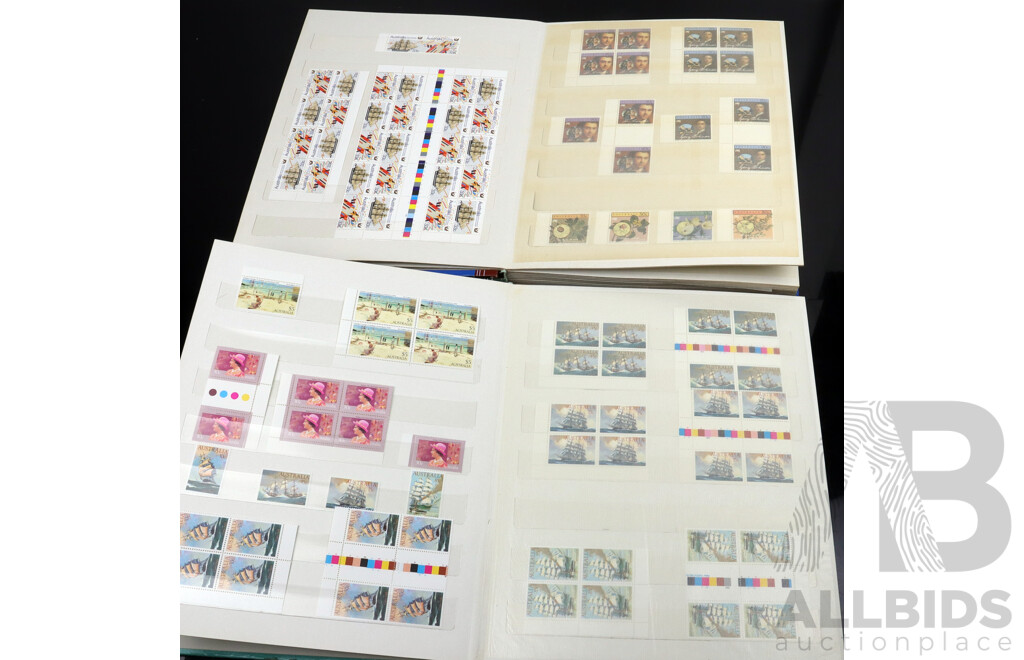 Two Australian Stamp Albums Blocks and Unhinged Years 1984, 1985, 1986, 1987