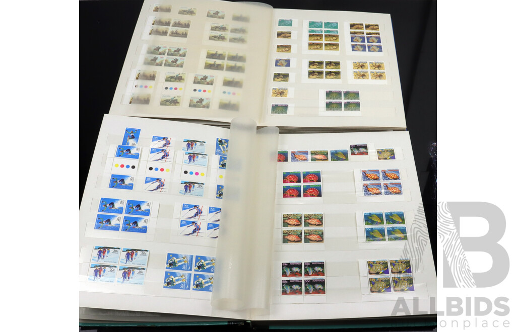Two Australian Stamp Albums Blocks and Unhinged Years 1984, 1985, 1986, 1987