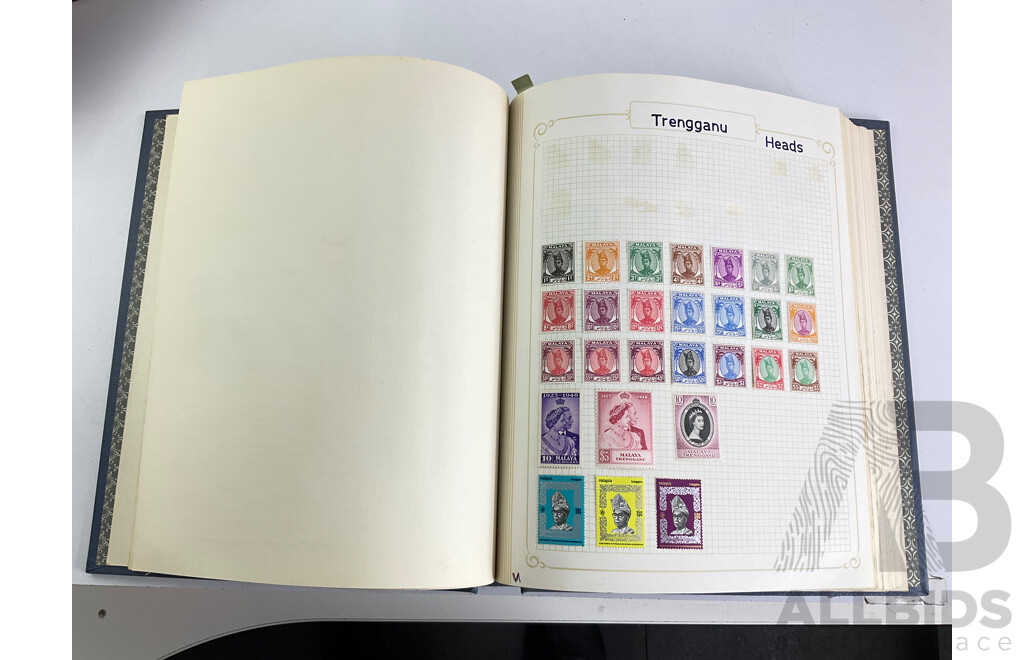 Collection of Four Vintage Hinged and Cancelled Stamp Albums From Countries Beginning with 'T' 'U' 'V' 'W' 'Y' and 'Z' Including Togo Republic, Trinidad, Turkey, United Arab Republic, USA, Venezuela, Zanzibar and Many More