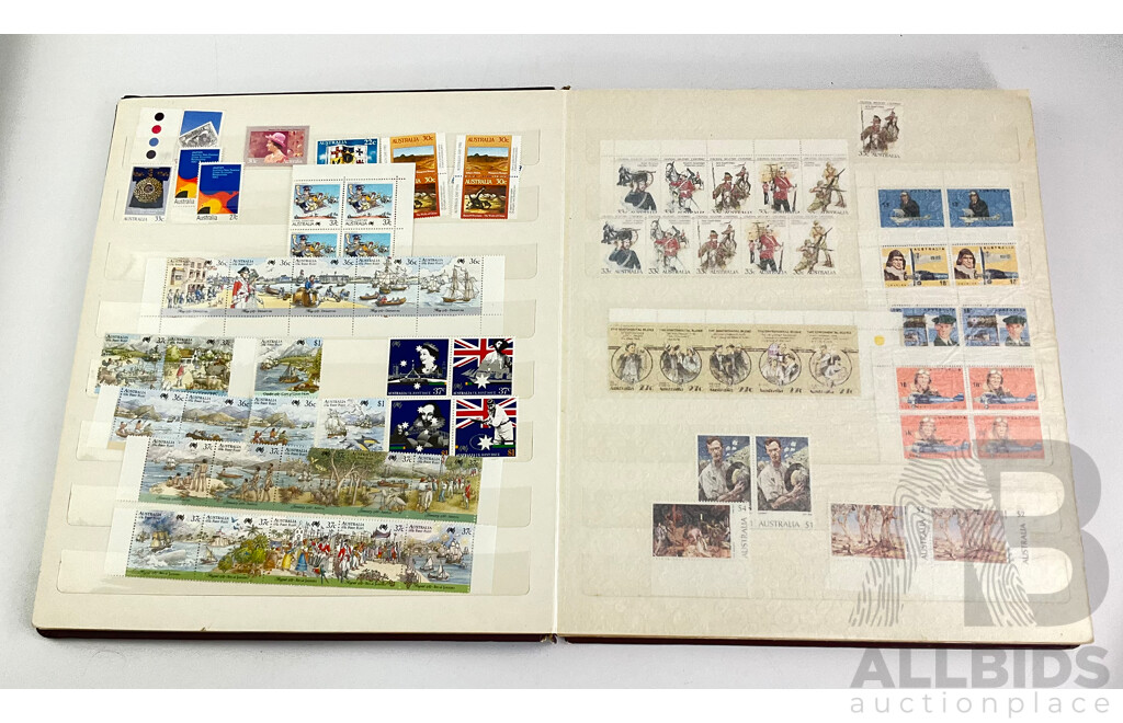 Australian Unhinged, Blocks and Cancelled Stamp Albums Including 1970's 1980's 1990's