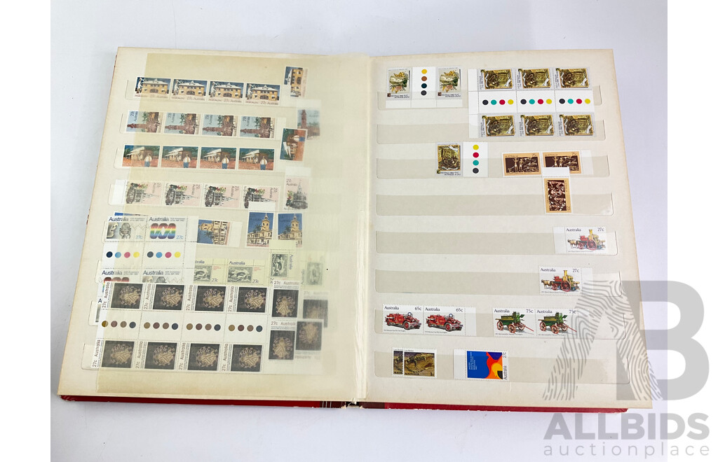 Collection of Australian Stamps Including 1988 Links Album, Vintage Unhinged, Blocks, Cancelled and Stamp Packs