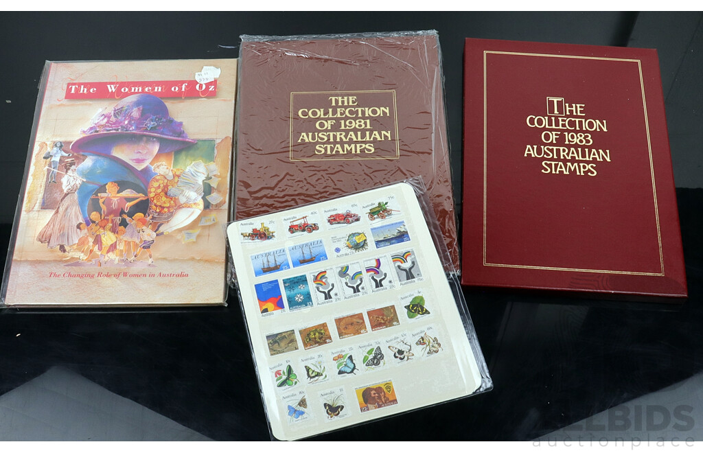 Australian 'The Collection' 1981 and 1983 Stamp Albums with the Woman of Oz Book