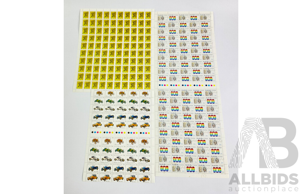 Australian Stamp Sheets Including, 1982 ABC 50th Anniversary, 1984 Vintage Cars, 1981 Corroboree Frog, All Fully Gummed