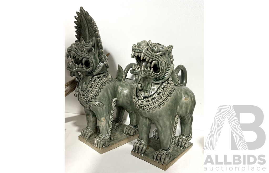 Pair of Ceramic Foo Dog Statues