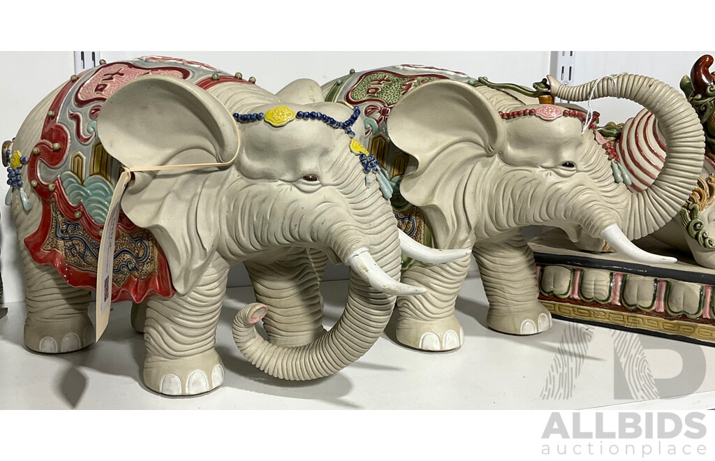 Pair of Ceramic Decorative Elephants