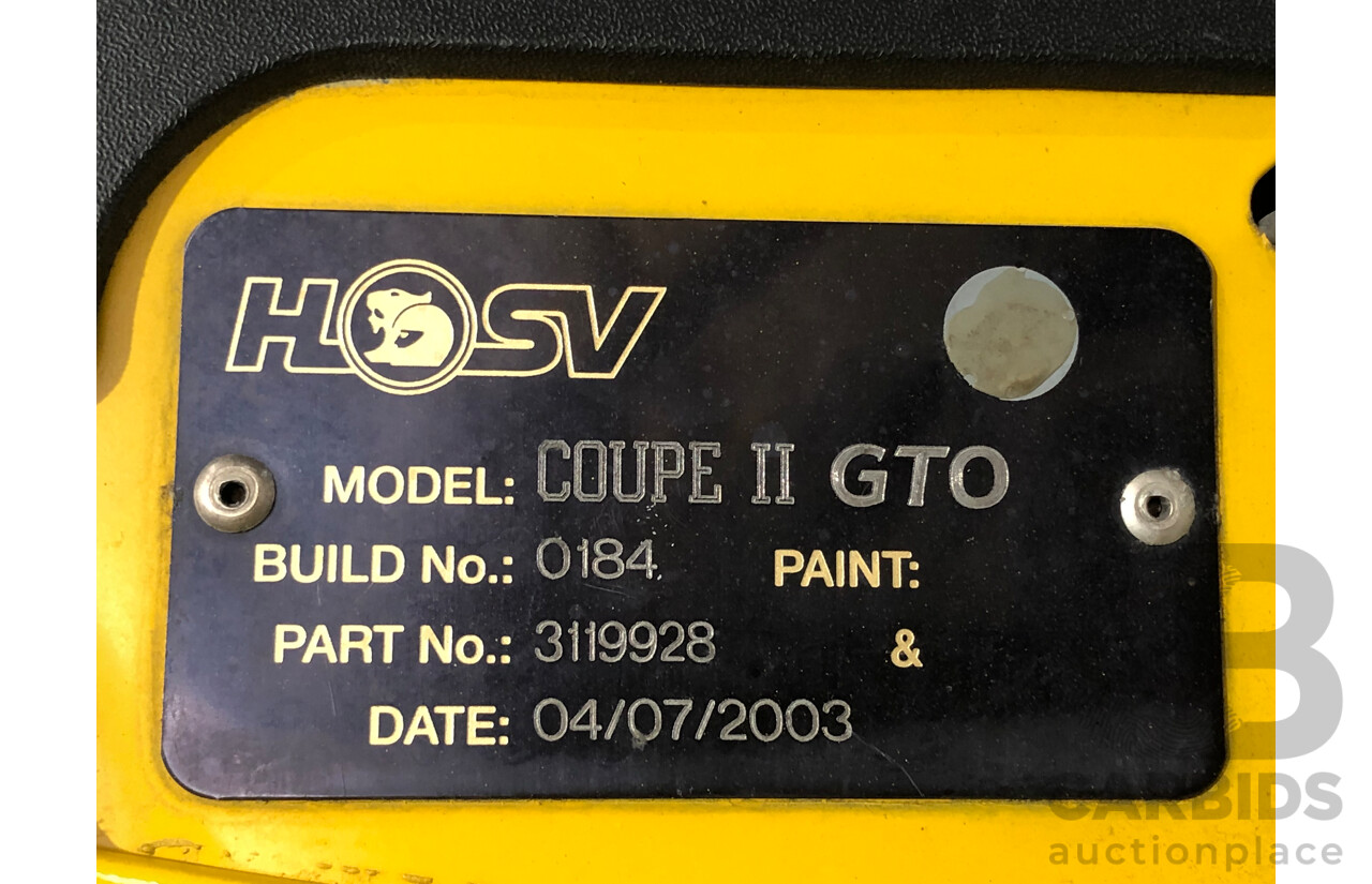 6/2003 Holden HSV Coupe GTO V2 2d Coupe Yellow Devil V8 5.7L