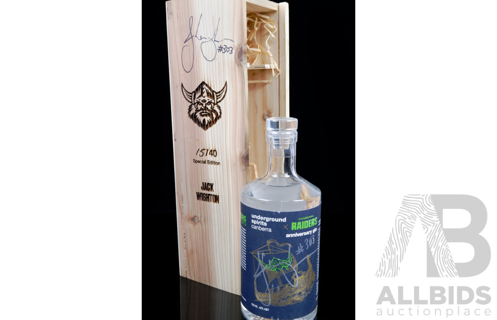 Jack Wighton #303 Personally Signed Indigenous Jersey and Underground Spirits 40th Anniversary Gin - Special Edition 15/40