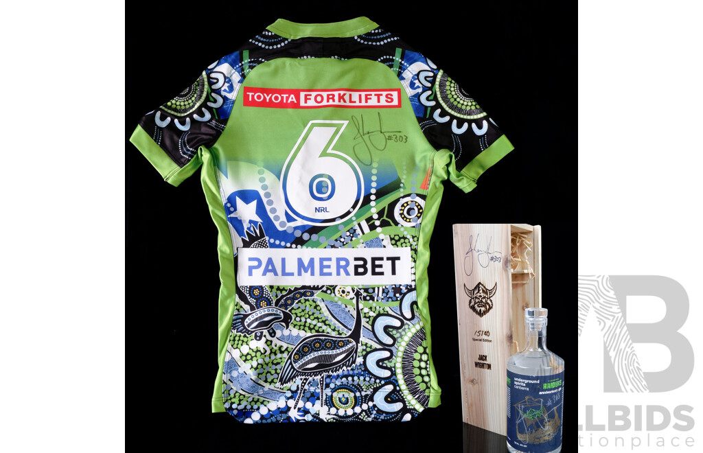 Jack Wighton #303 Personally Signed Indigenous Jersey and Underground Spirits 40th Anniversary Gin - Special Edition 15/40