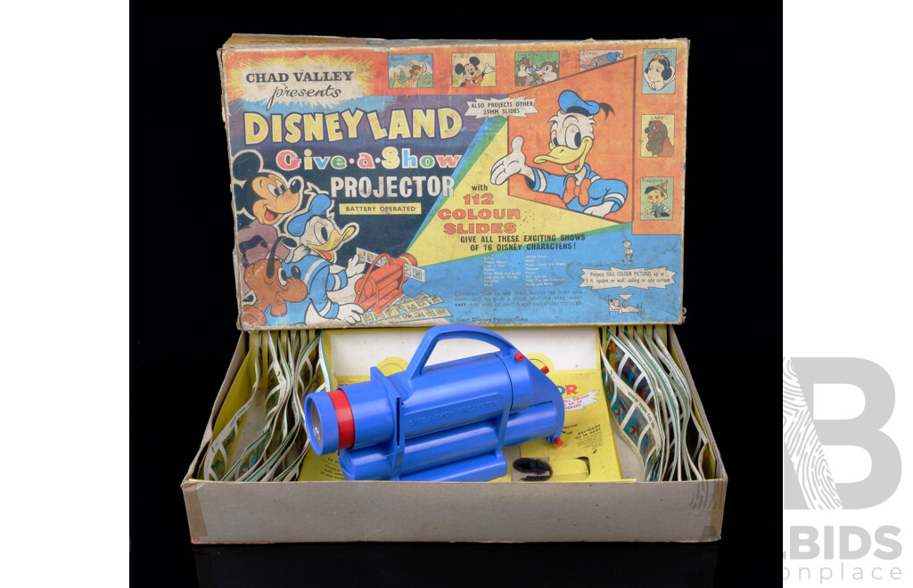 Vintage Disney Land Give a Show Projector with Original Box and Slides by Chad Valley