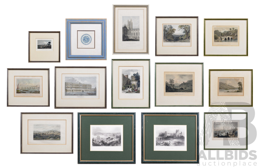 Quantity of British Engravings Including Canterbury Cathedral; Windsor Castle From Bishopsgate & the Cove of Cork