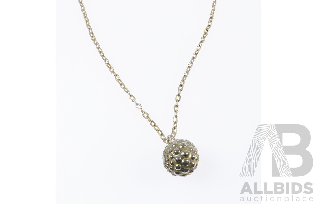Silver Ball Pendant on 65cm Chain with (3) Asian Dieties Inside Peep Hole, 20.5mm Diameter, No Hallmarks