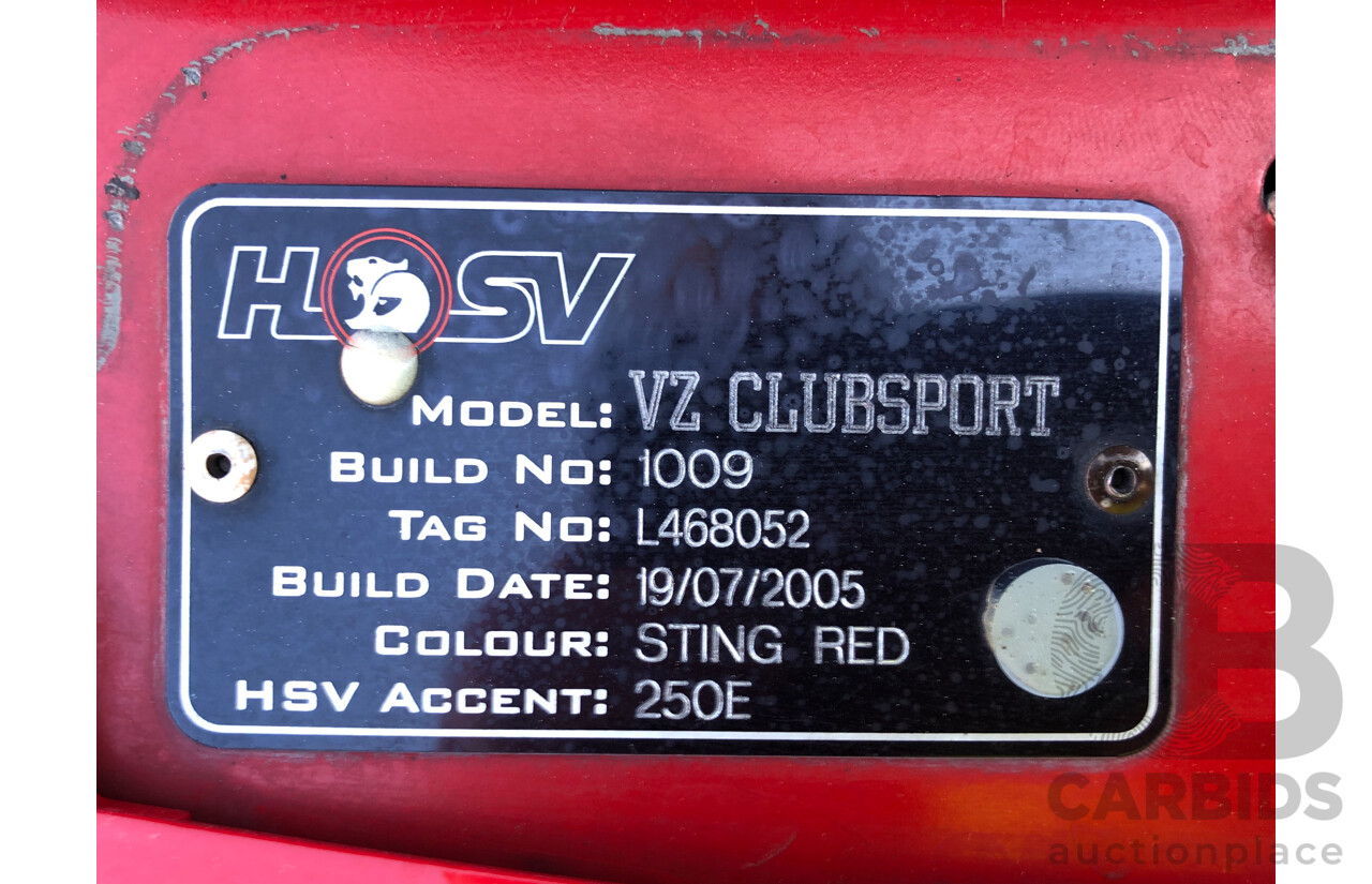 7/2005 Holden HSV Clubsport VZ SERIES 4d Sedan Red V8 6.0L