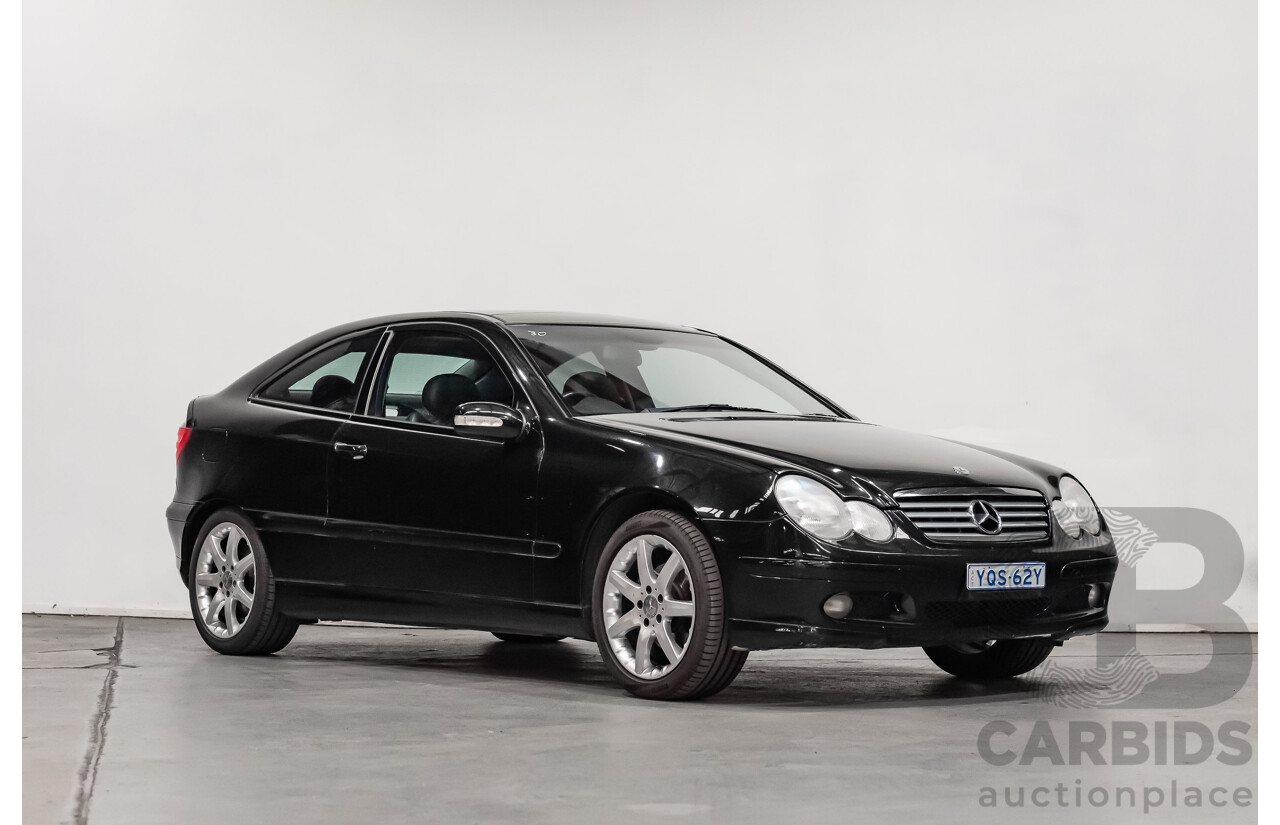 12/2002 Mercedes-Benz C200 Kompressor CL203 2d Coupe Obsidian Black Supercharged 1.8L