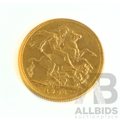 Australian 1904 Gold Sovereign, Sydney Mint