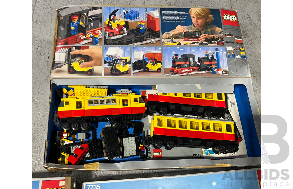 Collection Five Vintage Lego 12V Train Sets in Original Boxes, 7740 X 2, 7727, 7735 & 7755