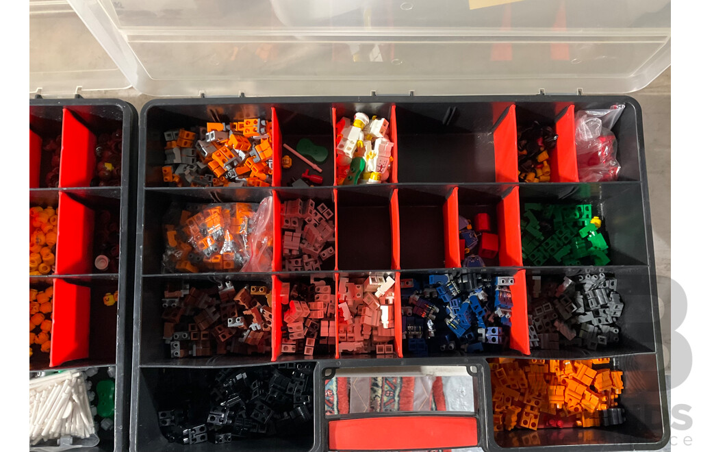Large Collection Lego Minifigure Heads, Legs and Headwear in Two Cases