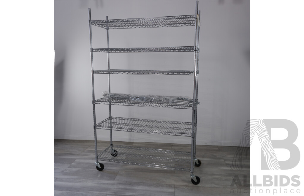 A Shelf Tech Systems Metal Shelving Rack with Guard Rails