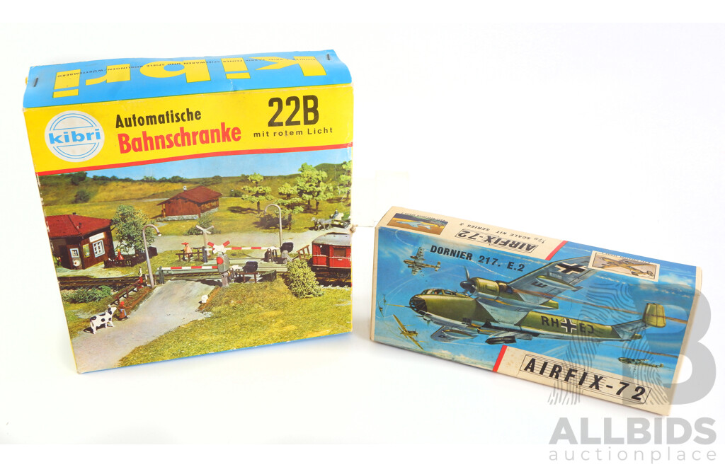 Vintage Kibri HO Scale Level Crossing and Airfix-72 1/72 Scale Dornier 217 E.2 Aircraft with Original Boxes