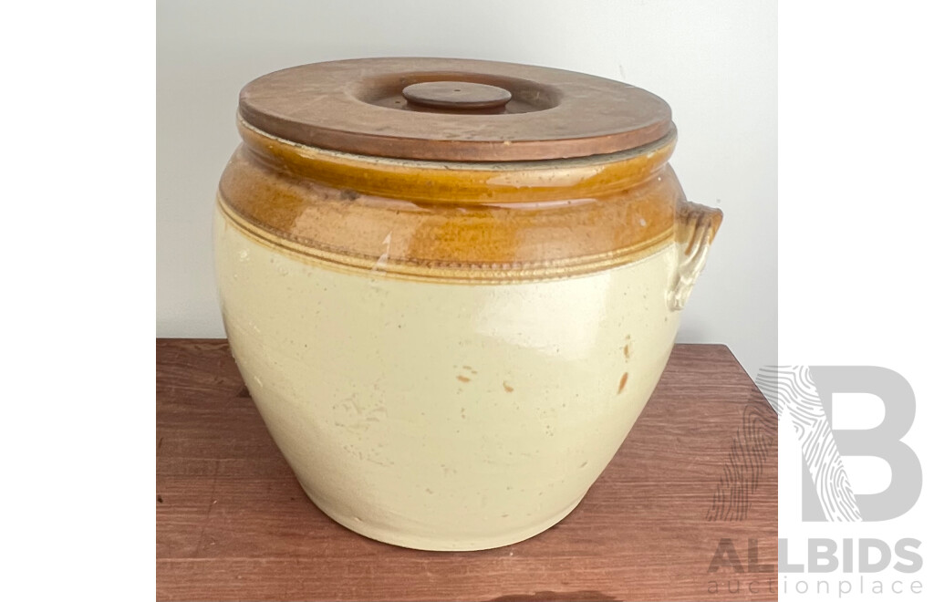 Large Vintage Fowler Pottery Crock Pot