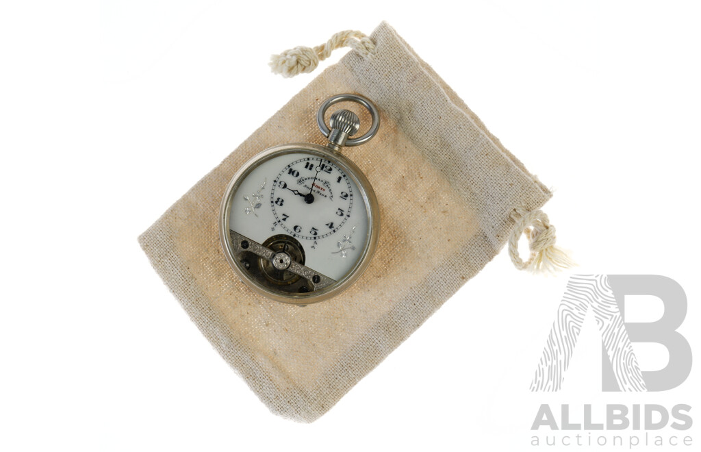 Vintage Hebdomas Patent Eight Days Pocket Watch, Swiss Made